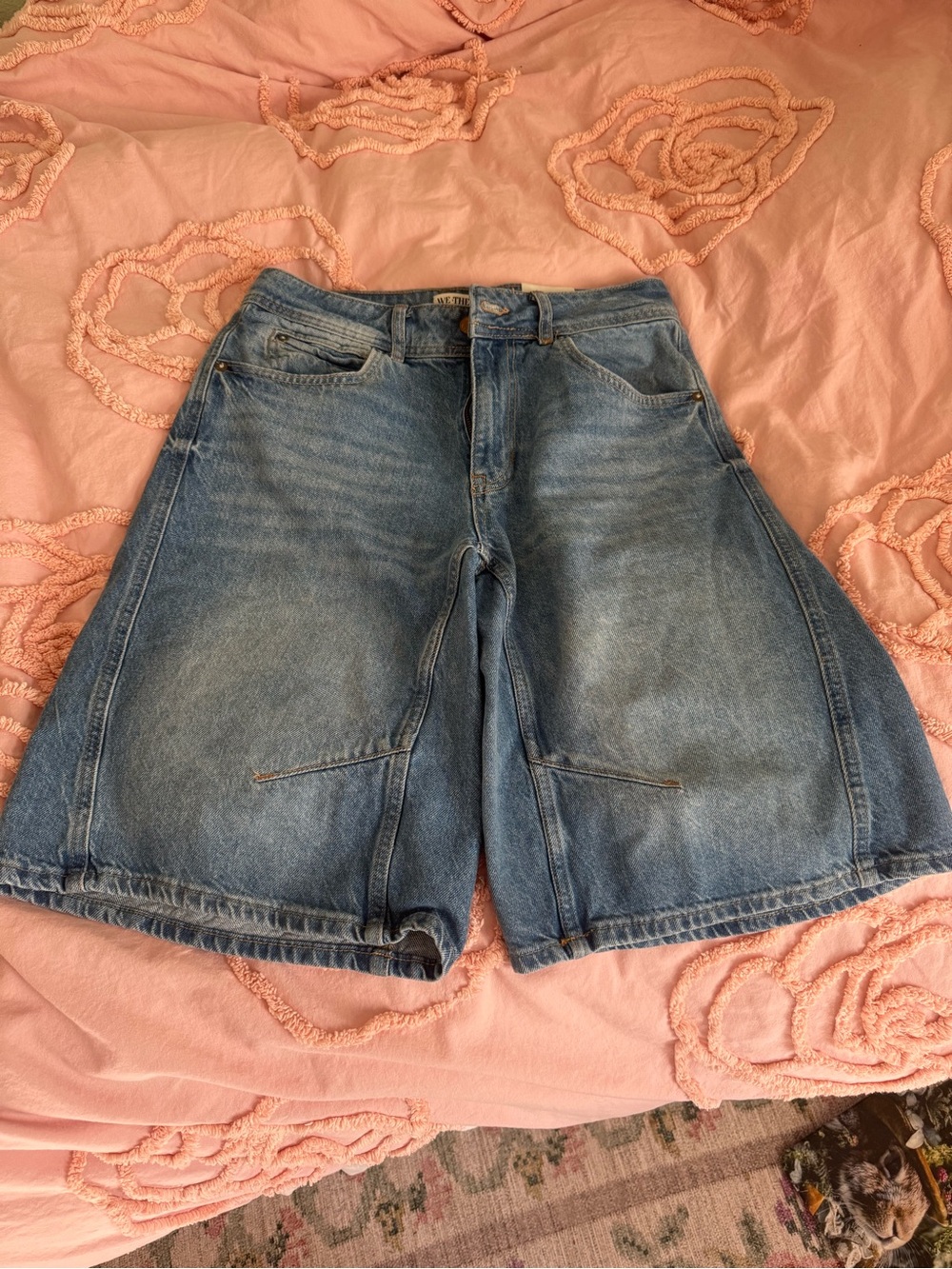 We The Free Light Blue High-Waist Denim Shorts